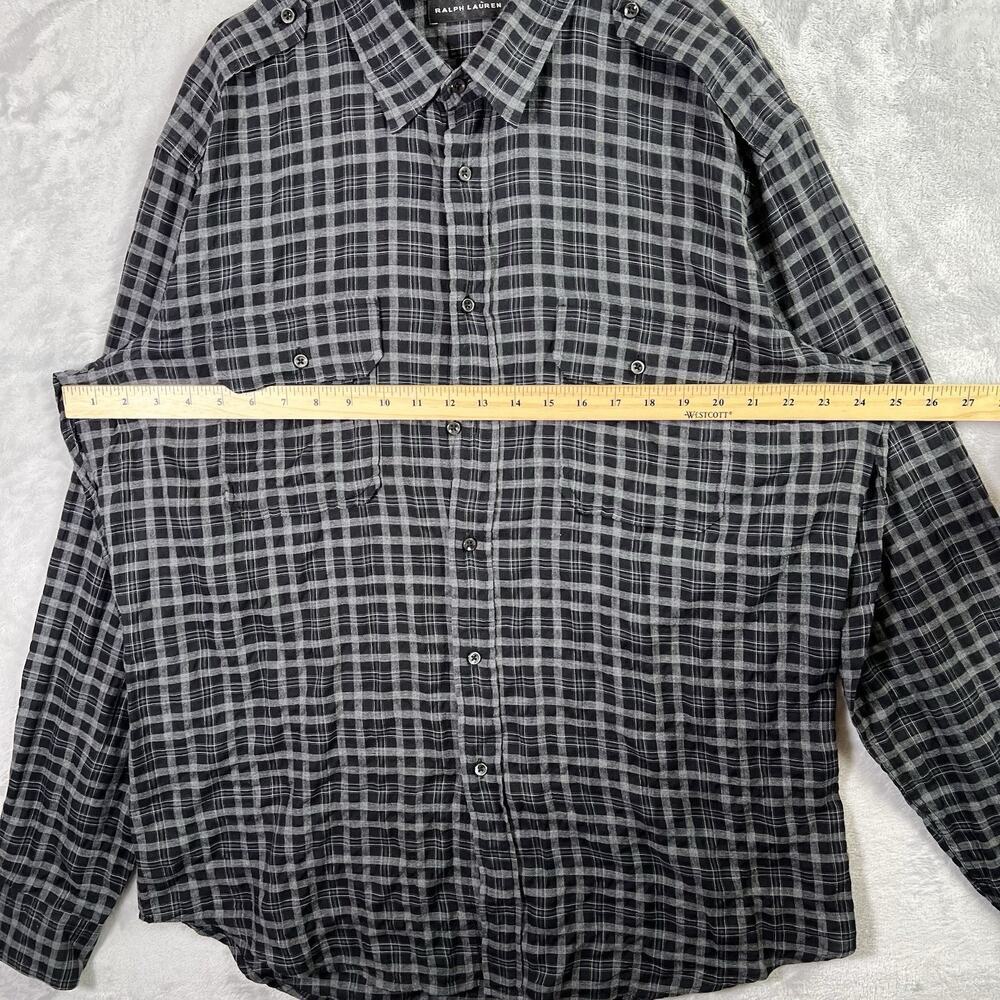 Ralph Lauren Men's Dress SHirt Black Plaid Size XL Lightweight Business Casual - Picture 9 of 15